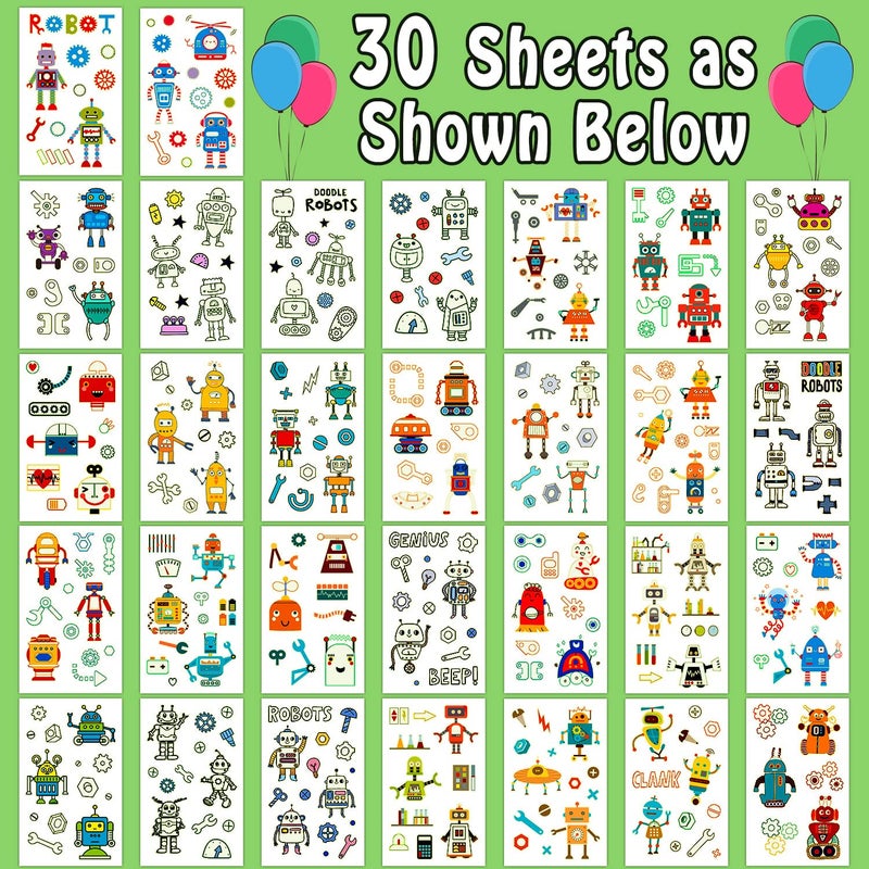 Partywind 315 Styles (30 Sheets) Glow Robot Party Favors  Luminous Robots Temporary Tattoos for Boys Party Supplies Birthday  Goodie Bag Stuffers for Children - Image 2